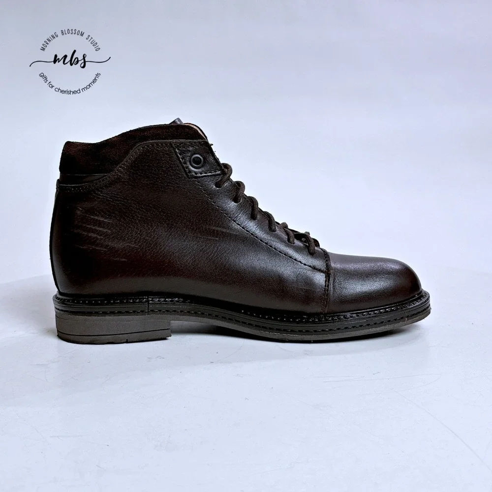 Doppelgänger Roma Made in Italy Leather Lace Up Ankle Boots Brown Men 7.5‎